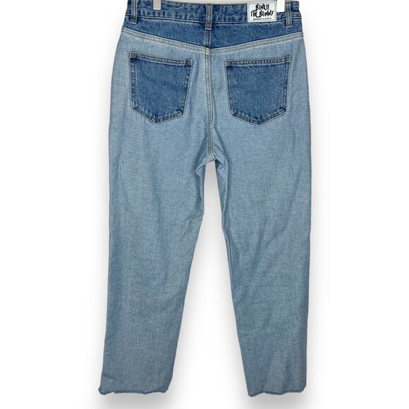 Binkie The Bunny Between A And B Unique Mixed Tone Jeans Raw Hem Size Medium - Picture 2 of 9